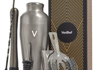 Bartender Cocktail Shaker Set with Jigger, Muddler & Strainer
