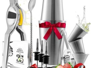 Silver Cocktail Shaker Kit Stainless Steel Mixing & Blending