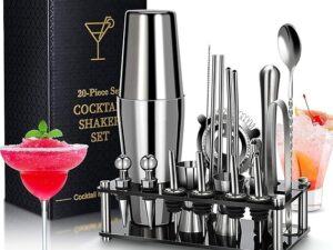 20Pcs Stainless Steel Cocktail Shaker Kit with Acrylic Stand