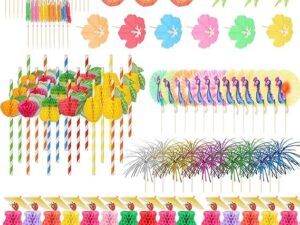 Tropical Cocktail Set Straws & Umbrellas Summer Beach Party