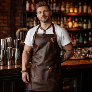 Braid Crazy Horse Real Cowhide Leather Bar Apron