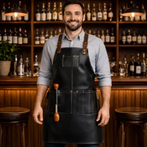 Muddler Real Cowhide Leather Bar Apron