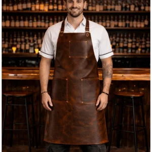 Rye Crazy Horse Real Cowhide Leather Bar Apron